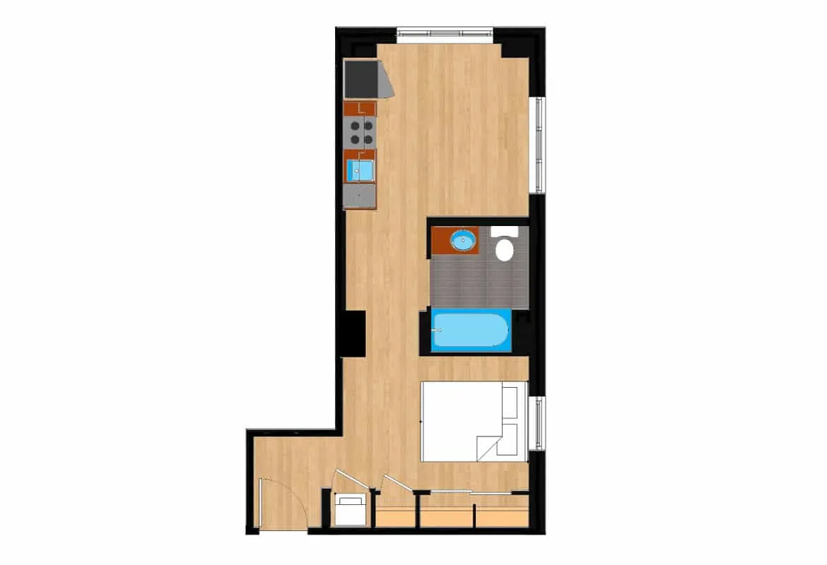 Jr. One Bedroom — Units 825-925 floor plan