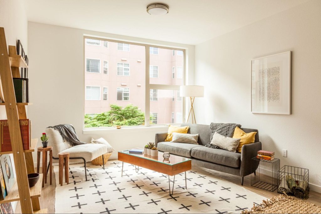 Bright Sunlight Shining into an Apartment Living Room