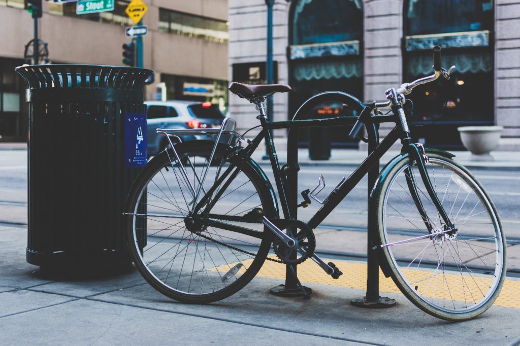 Locked Up Bike On Washington DC Sidewalk