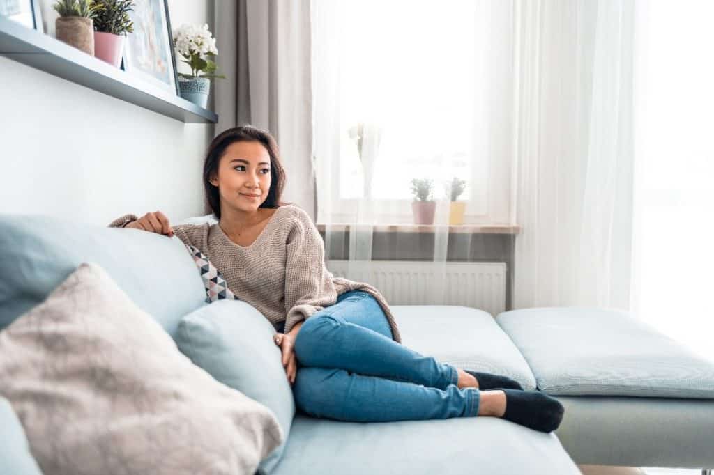 Woman Relaxing After Working Successfully From Home