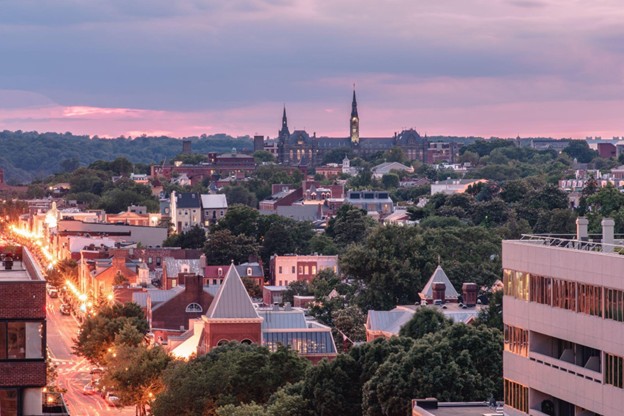 Aerial View of a Saturday in Georgetown DC